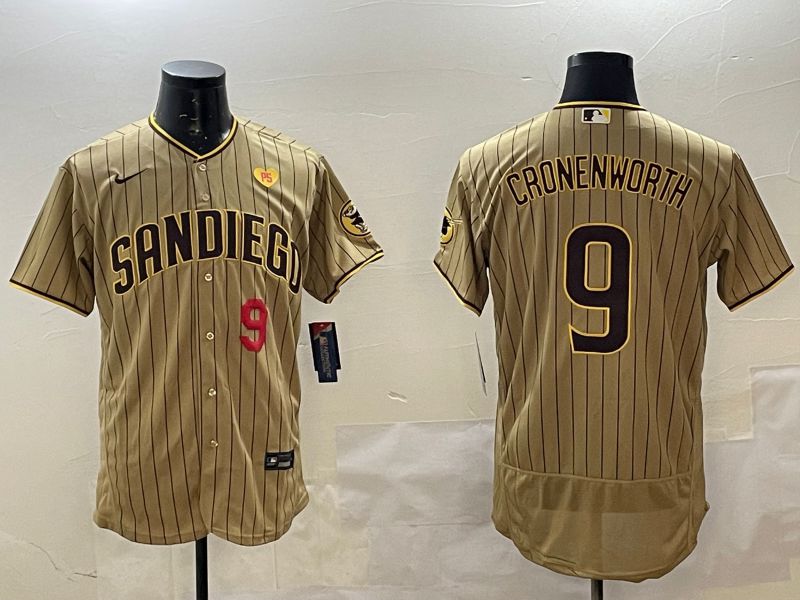 Men San Diego Padres #9 Cronenworth Brown Stripe Elite 2025 Nike MLB Jersey style 7->san diego padres->MLB Jersey